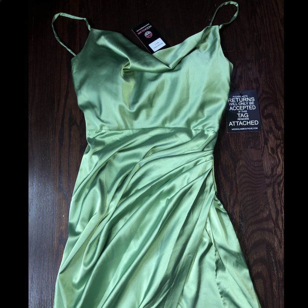 Penelope High Slit Corset Dress- Sage Green
